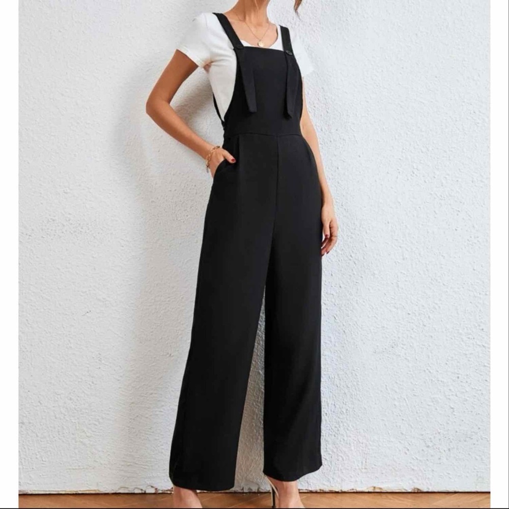 Button front slant pocket overall jumpsuit without tee - Picture 3 of 7